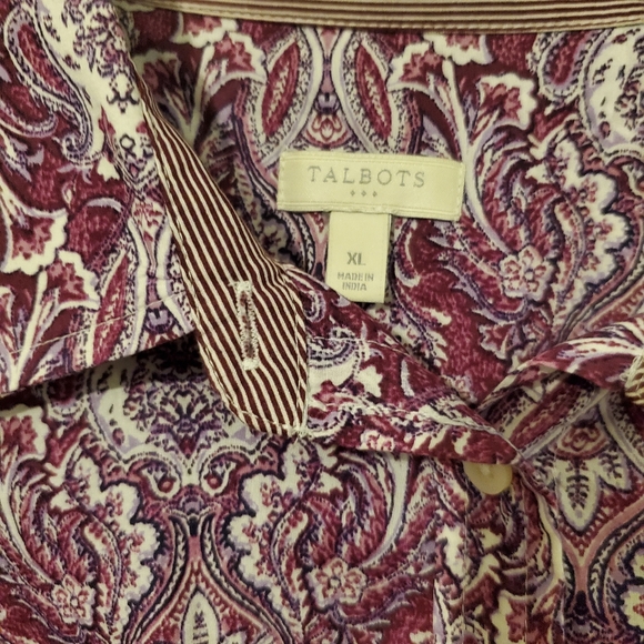 Talbots Purple Paisley Button Down Sz XL EUC - Picture 2 of 3